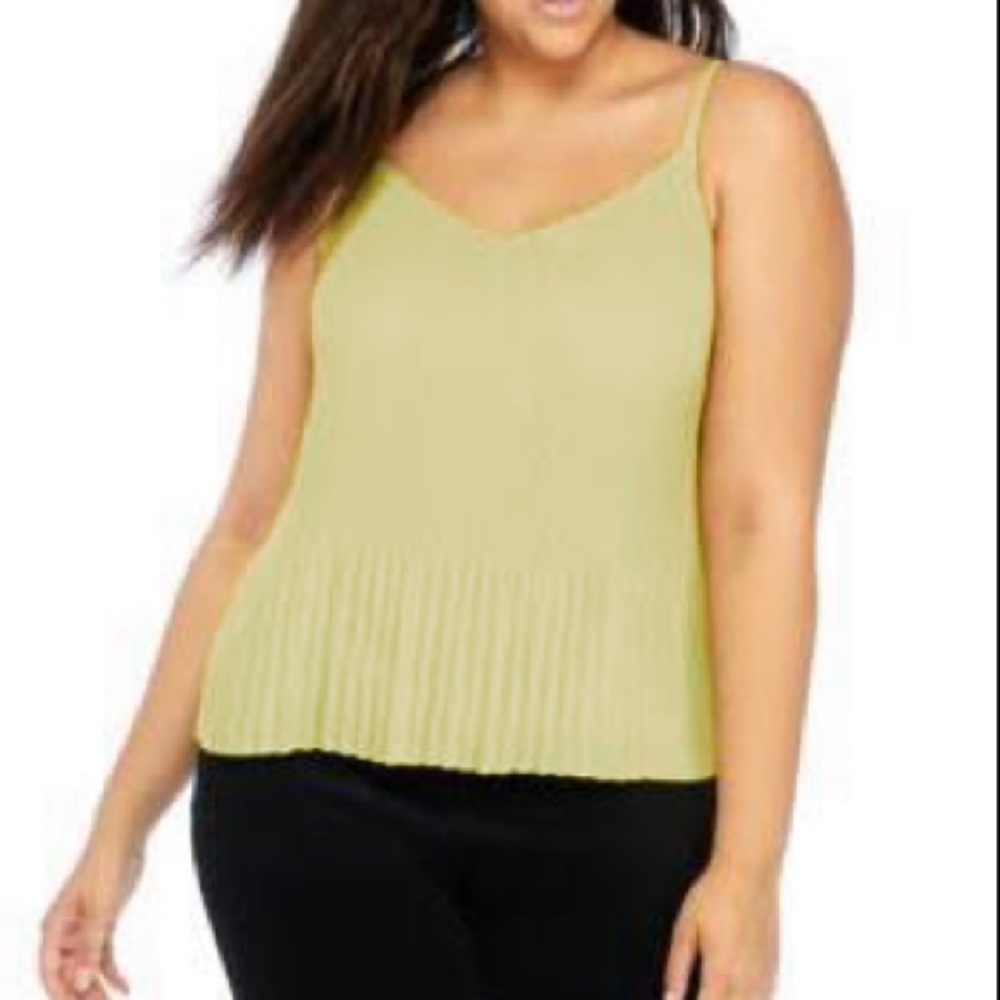 2/$30 -The Limited | Plus Size Sleeveless Pleated Embellished Tank Lentil Sprout